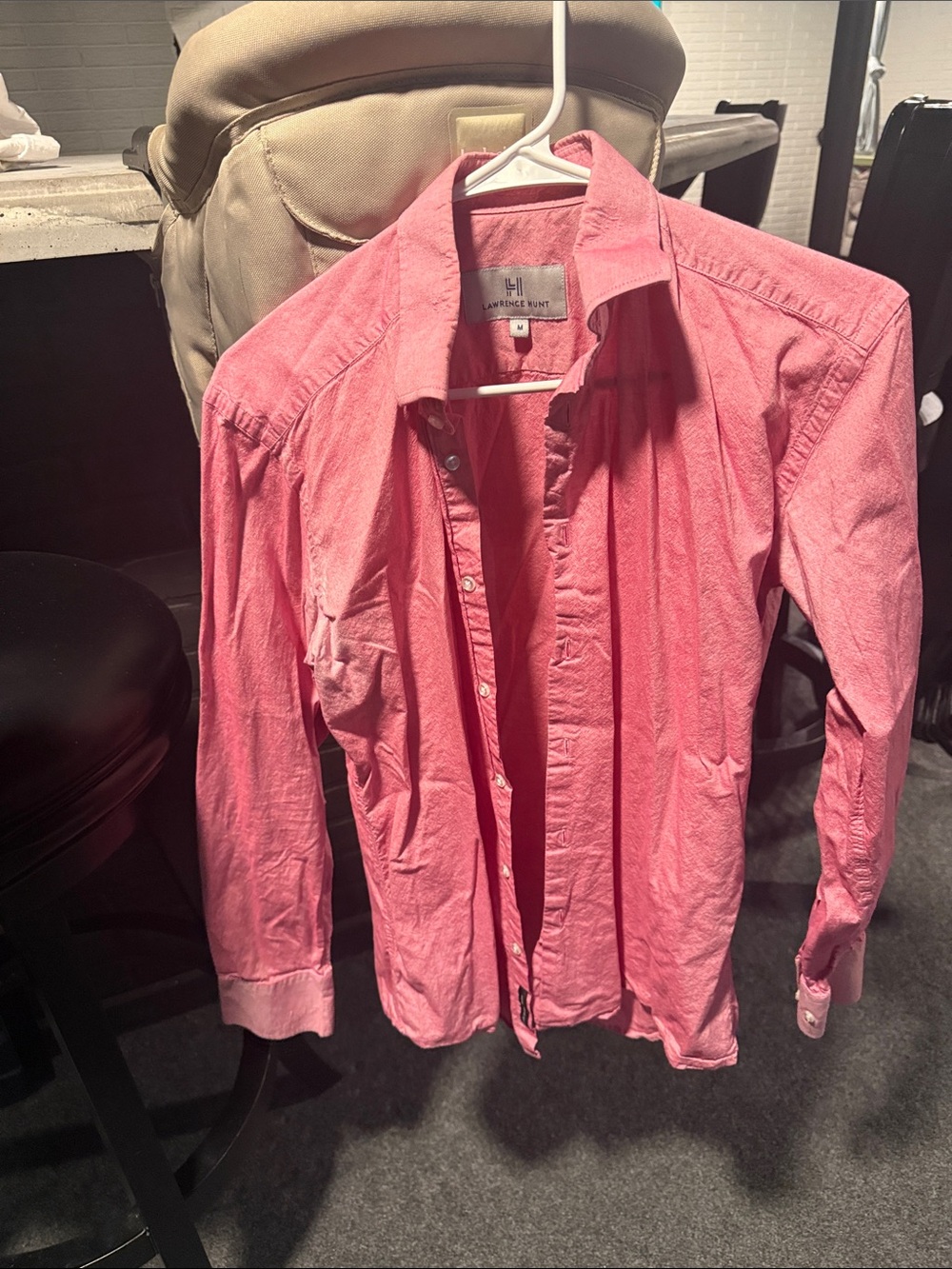 Men’s Lightweight Pink Button-Front Shirt Jacket